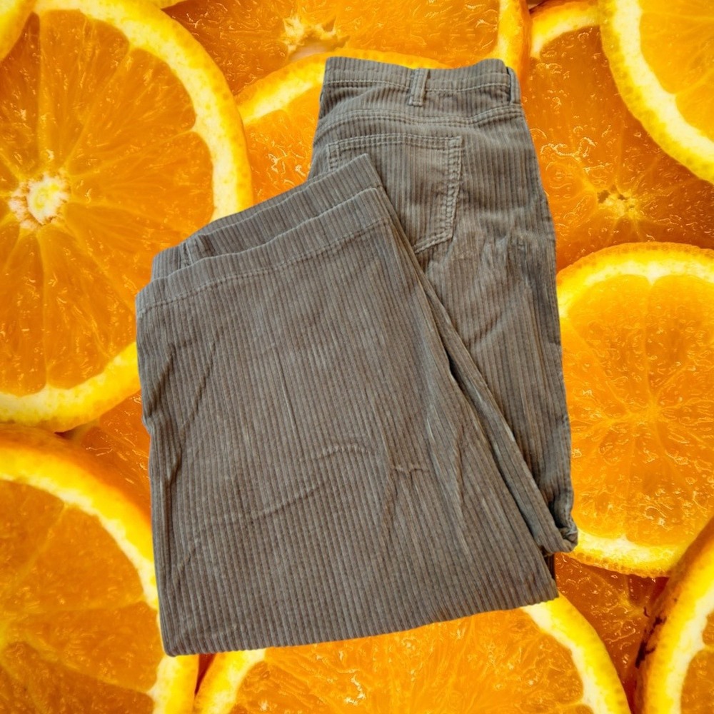 Lands End Womens 18W Tan Brown Corduroy Wide Leg High Rise Pants Trousers